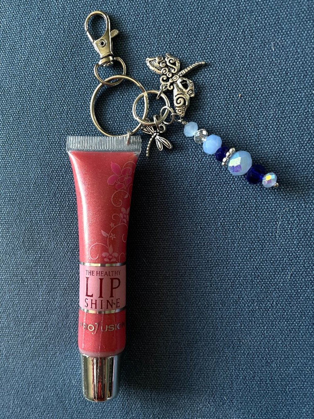 PROFUSION Charmed Lip Gloss Key Chains-Lip Dragonflies and Beaded Charms